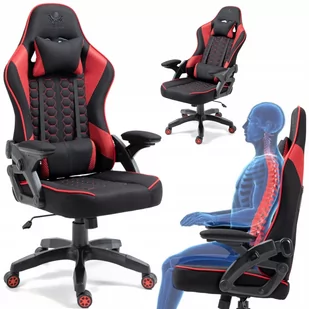 Fotel GAMINGOWY Krzesło Obrotowe KRAKEN FEYTON czerwony czarny - Fotele gamingowe - miniaturka - grafika 1
