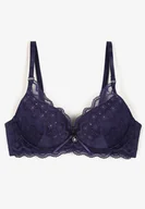 Biustonosze - Granatowy Biustonosz Push Up z Koronkowymi Zdobieniami Liobelle - Born2be - miniaturka - grafika 1