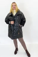 Kurtki damskie - Długa Pikowana Kurtka Damska Bella Dame Czarna 40 - miniaturka - grafika 1