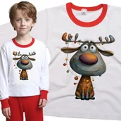 Piżamy dla dziewczynek - Piżama dziecięca Wesoły Łoś Ubrany W Lampki Choinkowe Święta 98/104 - VoloDonum - miniaturka - grafika 1