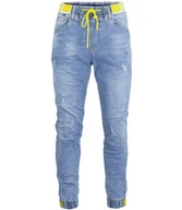 Spodnie damskie - Męskie jeasny spodnie niebieskie joggery z wiązaniem-38 - miniaturka - grafika 1