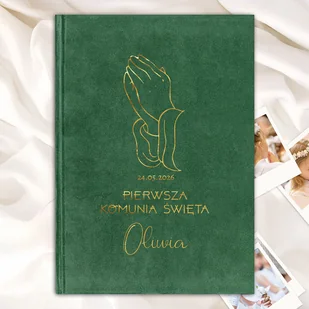 Welurowy ALBUM Komunijny Z Personalizacją - Pamiątka Pierwszej Komunii Świętej - miniaturka - grafika 1