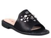 Klapki i japonki damskie - Klapki damskie płaskie czarne skórzana wkładka S.Barski KV27-063-39 - miniaturka - grafika 1