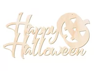 Ozdoby bożonarodzeniowe - PartyShow Zawieszka drewniana Happy Halloween z Dynią - 19 cm - 1 szt. - miniaturka - grafika 1