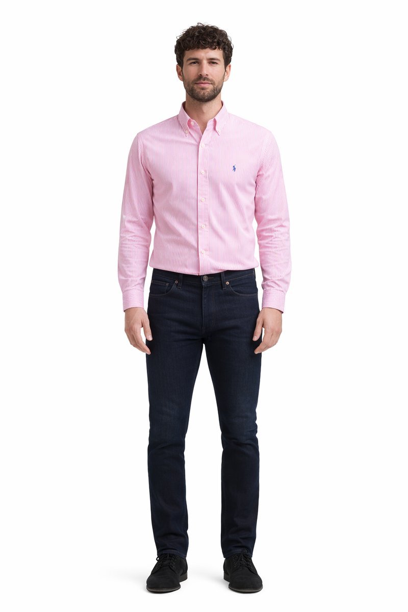 RALPH LAUREN KOSZULA MĘSKA RÓŻOWA W PASKI Z KOŁNIERZYKIEM XL I3A