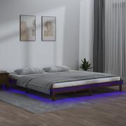 Łóżka - Lumarko Rama łóżka z LED, miodowy brąz, 180x200 cm, Super King, drewno - miniaturka - grafika 1
