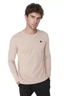 Koszulki męskie - Trendyol Damski męski prosty dzianinowy top od piżamy, BEŻOWY, S - miniaturka - grafika 1