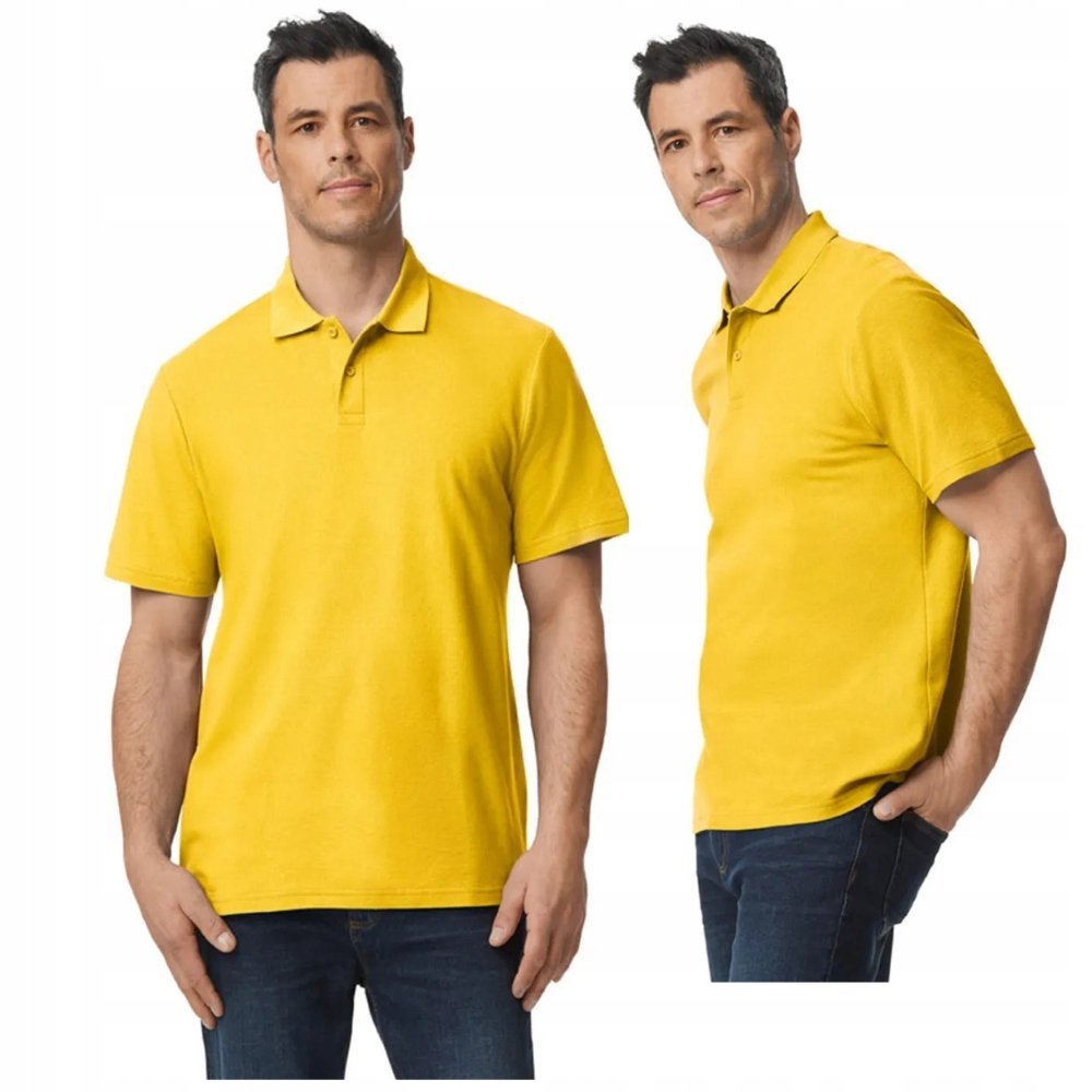 Koszulka POLO Polówka Męska BAWEŁNA Double Pique Gildan 64800 ŻÓŁTA 2XL