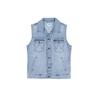 Kurtki męskie - Wrangler Męska kurtka dżinsowa Denim Vest, Blue Sunrise, L - grafika 1