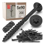 Wkręty - Wkręty ciesielskie czarne stożkowe 5x90mm 200szt. - miniaturka - grafika 1