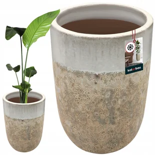 DONICA DONICZKA CERAMICZNA Ø 35 CM MROZOODPORNA BIAŁA Z ODPŁYWEM WODY TARAS - Donice - miniaturka - grafika 1