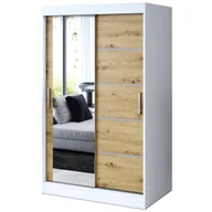 Szafy - Szafa przesuwna 1 x lustro 120x200 Ralf , Biały mat / Dąb Artisan - miniaturka - grafika 1