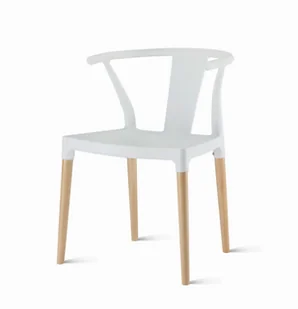 King Home Krzesło WISHBONE białe - polipropylen, drewno KH010100219 - Krzesła - miniaturka - grafika 1