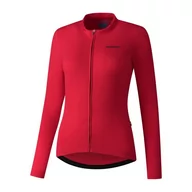 Bluzy na rower - Damska Bluza Rowerowa  Shimano W'S Kaede Thermal Long Sleeve Jersey | Red - Rozmiar L - miniaturka - grafika 1