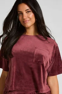 Hunkemöller Top welurowy z kieszonką Czerwony - Koszulki i topy damskie Hunkemöller Top welurowy z kieszonką Czerwony - Koszulki i topy damskie - miniaturka - grafika 1