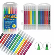 Przybory szkolne - Titanum Flamastry flamingo dwustronne spieralne 12 kolorów - miniaturka - grafika 1