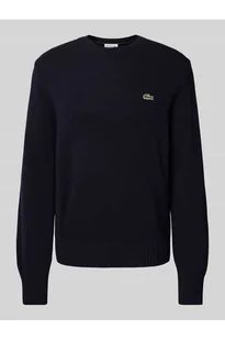 Sweter z dzianiny o kroju regular fit z czystej wełny - Lacoste - Swetry męskie - miniaturka - grafika 1