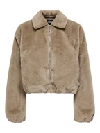 Kurtki damskie - ONLY Pluszowa kurtka w kolorze beżowym - miniaturka - grafika 1