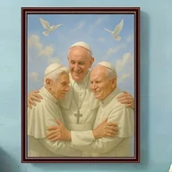 Rękodzieło - TEMU Kolorowa i Kreatywna 5D DIY Zestaw do Malowania Diamentami „Spotkanie Papieży” – Pełne Okrągłe Kamienie, Idealna Dekoracja Domu Do Sypialni, - miniaturka - grafika 1