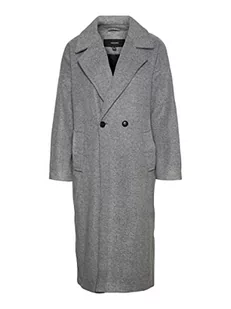 VERO MODA Damski płaszcz VMSPENCER Long Coat NOOS, Light Grey Melange, M - Płaszcze damskie - miniaturka - grafika 1