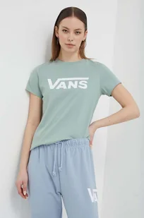 Vans t-shirt bawełniany damski kolor zielony - Koszulki sportowe damskie - miniaturka - grafika 1