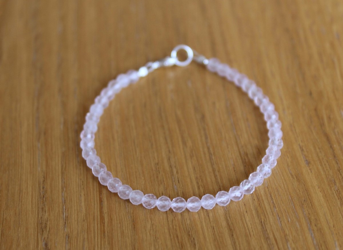 Bransoletka KWARC RÓŻOWY jasny fasetowany 4,0mm agalag, bez marki, AG00000850