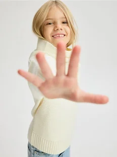 Reserved - Sweter z golfem - złamana biel - Swetry dla dziewczynek - miniaturka - grafika 1