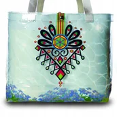 Torebki damskie - TORBA MODNA BOHO Z GÓRALSKIM WZOREM, PRZEZROCZYSTY MATERIAŁ - miniaturka - grafika 1