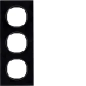Klawisze i ramki - Hager polo R.8 Ramka 3-krotna, szkło, czarny 10132616 10132616 - miniaturka - grafika 1