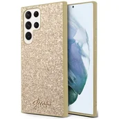 Etui i futerały do telefonów - Etui GUESS Glitter Script do Samsung Galaxy S24 Ultra Złoty - miniaturka - grafika 1
