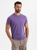 Koszulki męskie - Męski klasyczny bawełniany T-shirt BASIC - fioletowy V13 OM-TSBS-0236 M - miniaturka - grafika 1