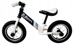 Rowerek biegowy R8 BIAŁO-CZARNY Pompowane koła, łożyskowana kierownica - Rowerki biegowe - miniaturka - grafika 1