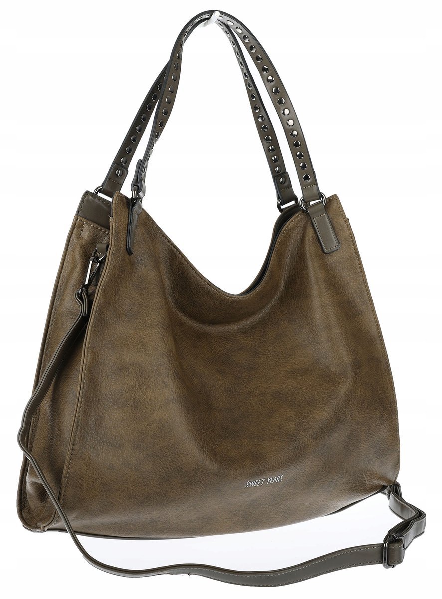 Torebka Damska Shopper worek modna duża torba A4 na Ramię 6867 Zielona