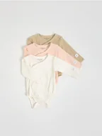 Komplety dla niemowląt - Reserved - Prążkowane body 3 pack - beżowy - miniaturka - grafika 1