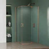 Kabiny prysznicowe - Kabina prysznicowa prostokątna dwuskrzydłowa uchylna Swing Copper 120 x 100 x 200 cm miedź szczotkowana szkło transparentne Wellneo - miniaturka - grafika 1