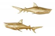 Dekoracje domu - Dekoracja ścienna rekin złota 70 cm - zestaw dwóch - miniaturka - grafika 1