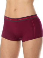 Bielizna sportowa damska - Brubeck BX10860 Bokserki damskie ACTIVE WOOL śliwkowy L - miniaturka - grafika 1