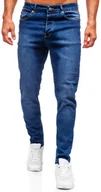 Spodnie męskie - Granatowe spodnie jeansowe męskie regular fit Denley 6710 - miniaturka - grafika 1