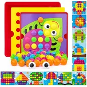 Zabawki sensoryczne - UKŁADANKA MONTESSORI GUZIKOWA MOZAIKA EDUKACYJNA KOLORY KSZTAŁTY GRZYBKI - miniaturka - grafika 1