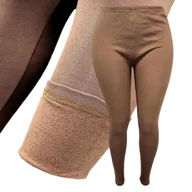 Legginsy - BATESS KLASYCZNE szyte Polsce bawełna naturalna ocieplane KLIN beż 3xl 4xl - miniaturka - grafika 1