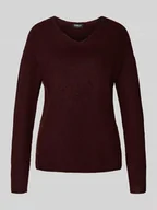 Swetry damskie - Sweter z dzianiny o kroju regular fit z dekoltem w serek model ‘CAMILLA’ - miniaturka - grafika 1