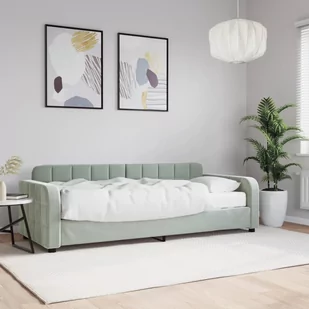 Sofa z materacem do spania, jasnoszara, 80x200 cm, aksamit Lumarko! - Łóżka - miniaturka - grafika 1