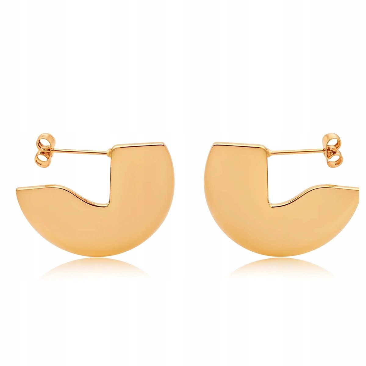 Kolczyki Złote Geometryczny Półksiężyc Pozłacane Z Stali Szlachetnej Sztyfr