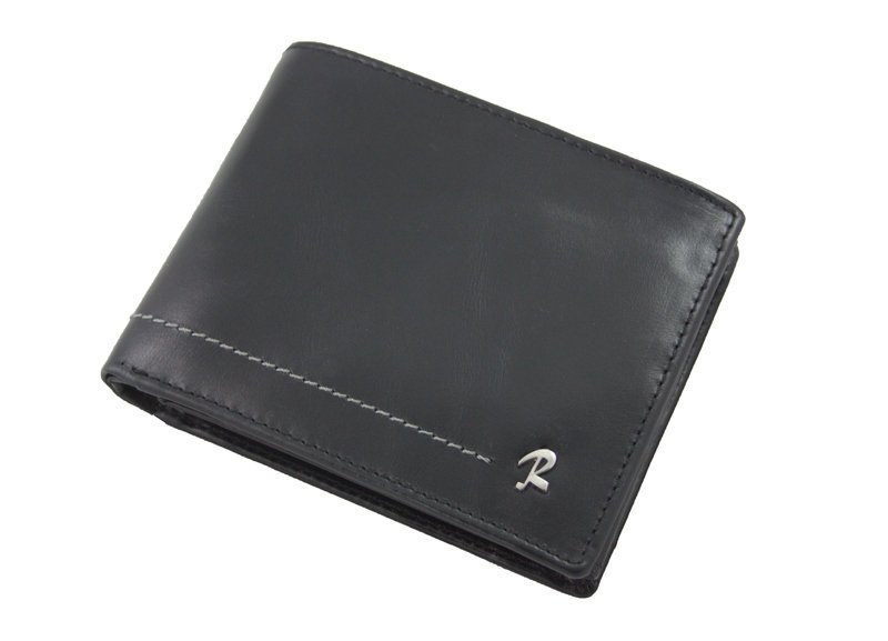 Męski skórzany poziomy portfel Rovicky, czarny