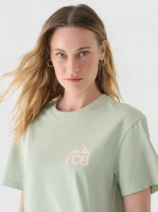 Damski t-shirt z nadrukiem 4F 4FWAW24TTSHF1935 - zielony - Koszulki sportowe damskie - miniaturka - grafika 1