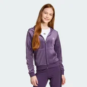 Bluzy dla dziewczynek - Bluza z kapturem Velour Zip - Adidas - miniaturka - grafika 1