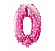 Balony i akcesoria - GoDan Balon foliowy cyfra 0 26" różowy serca HS-C26R0 - miniaturka - grafika 1