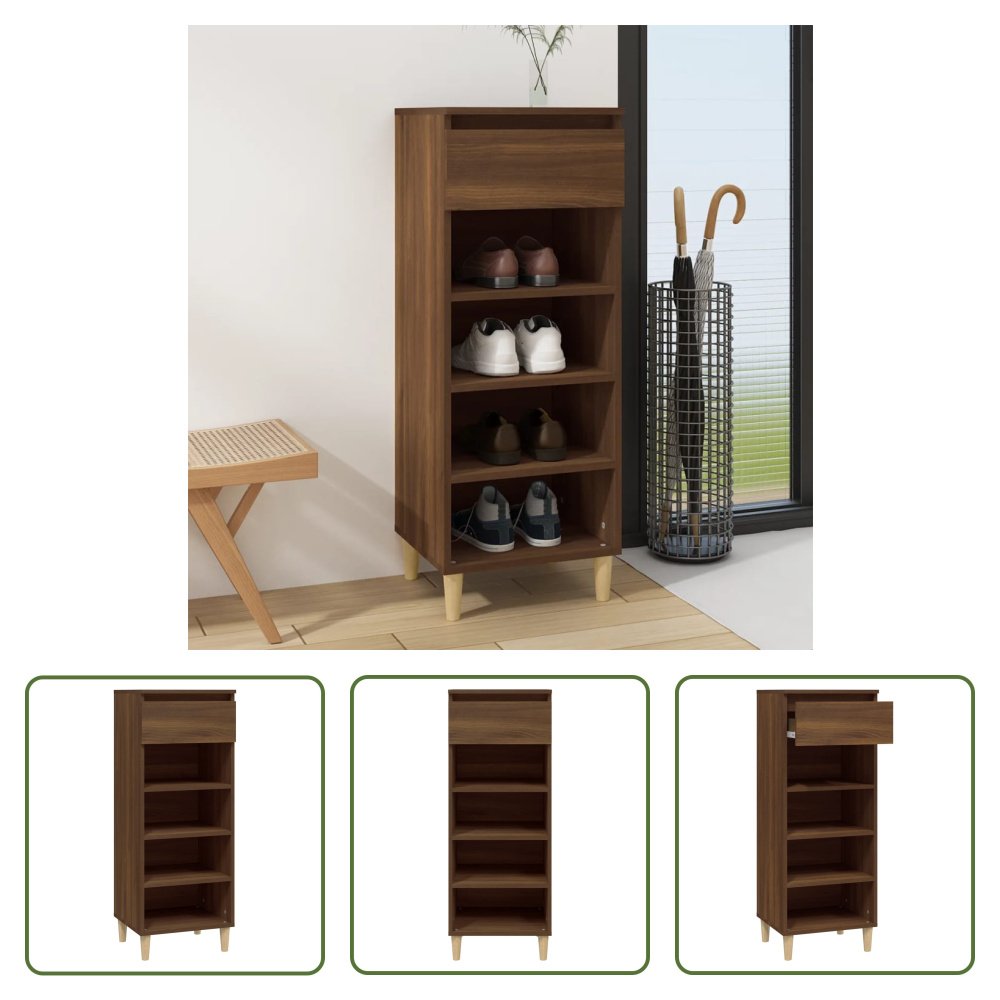 The Living Store Szafka na buty brązowy dąb 40x36x105 cm materiał drewnopochodny