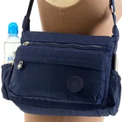Akcesoria podróżnicze - TORBA PODRÓŻNA DAMSKA NA RAMIĘ LISTONOSZKA LEKKA BAGAŻ PODRĘCZNY GRANATOWA - miniaturka - grafika 1