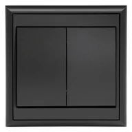 Wyłączniki światła i elektryczne - Łącznik Luna podwójny schodowy czarny mat - miniaturka - grafika 1